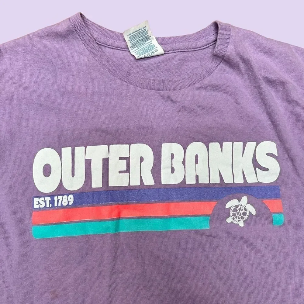Vintage Outer Banks Purple Crop Top // coconut girl summer 2000s surf beach tee